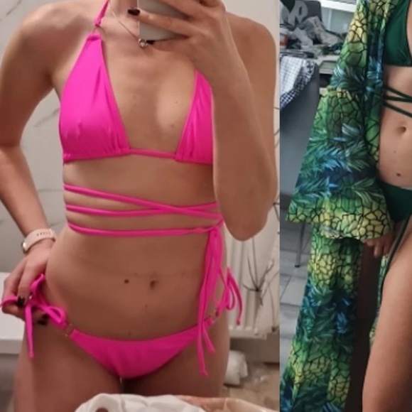 BRAND NEW PINK - Criss Cross Wrap Bikini SET - Picture 3 of 7